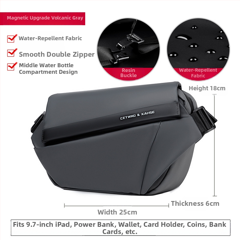 Ανδρική τσάντα στήθους Elgent — αστικός μινιμαλισμός, ύφασμα Oxford, αντίσταση στη φθορά