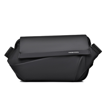 Мъжка chest bag в стил уличен тренд, PU материал, дишаща и износоустойчива, едноцветен дизайн, подплата от полиестер