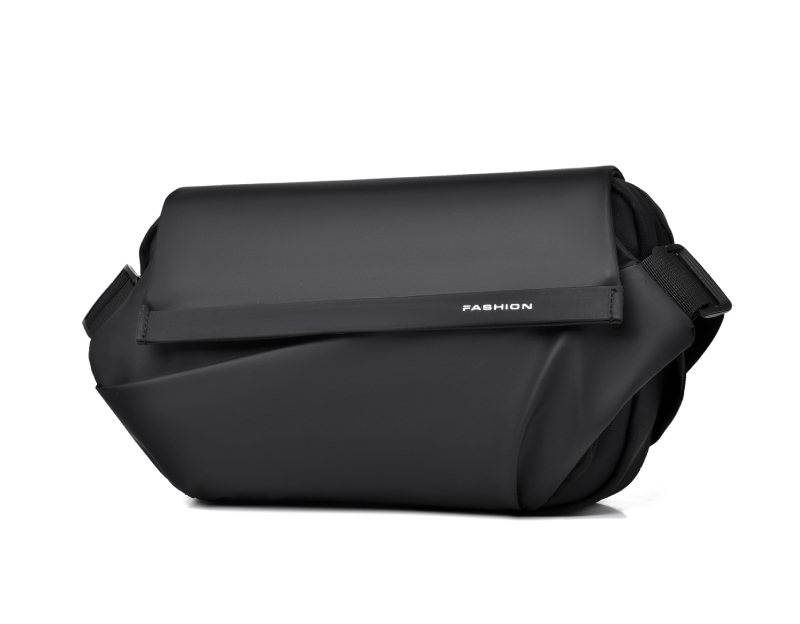 Мъжка chest bag в стил уличен тренд, PU материал, дишаща и износоустойчива, едноцветен дизайн, подплата от полиестер