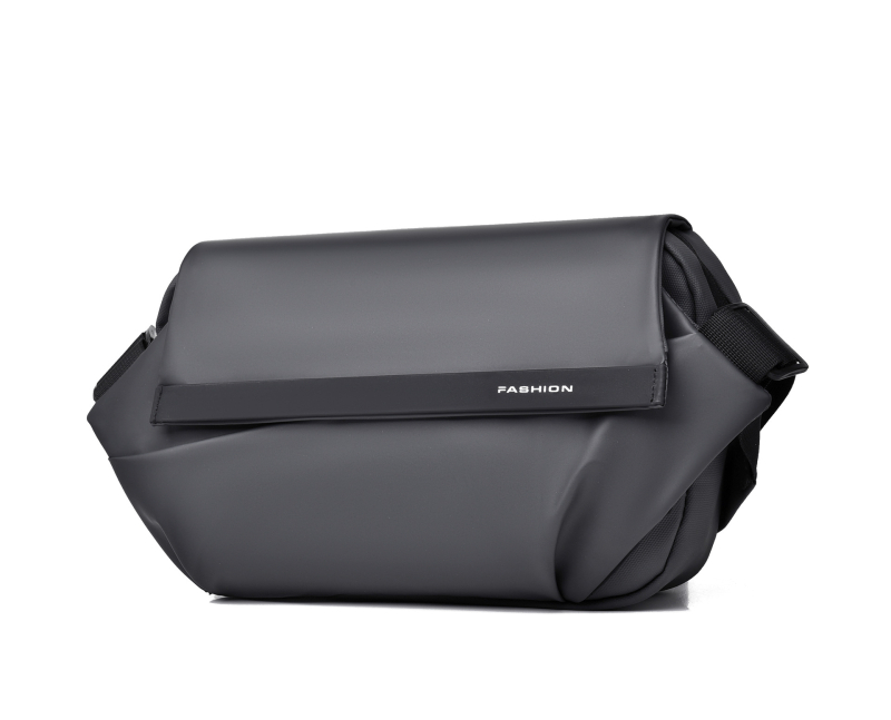 Мъжка chest bag в стил уличен тренд, PU материал, дишаща и износоустойчива, едноцветен дизайн, подплата от полиестер