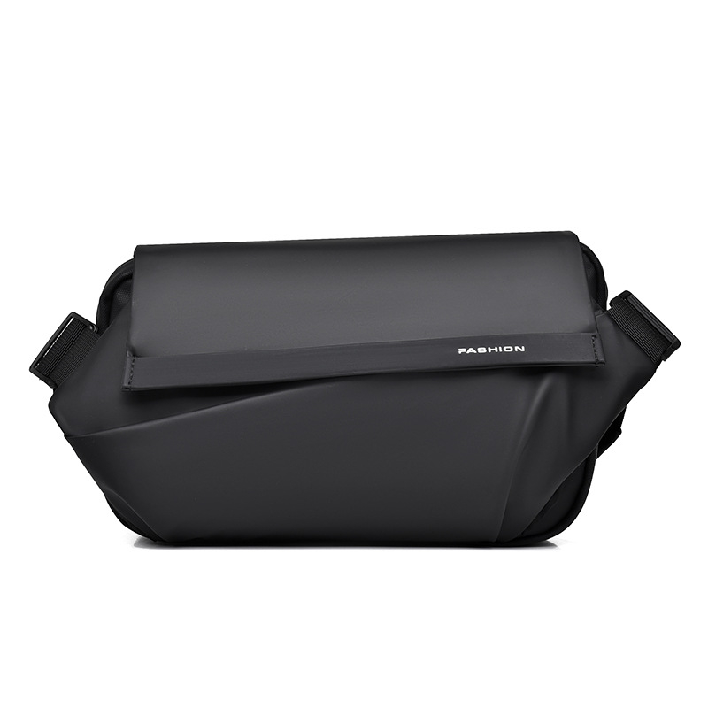 Мъжка chest bag в стил уличен тренд, PU материал, дишаща и износоустойчива, едноцветен дизайн, подплата от полиестер