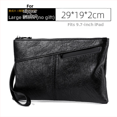 Clutch din piele pentru bărbați, călătorii de afaceri – Capacitate mare, Piele naturală, Impermeabil, Model monocrom (Stil: Călătorie în afaceri; Material: Piele naturală; Funcție: Impermeabil; Model: Monocrom)