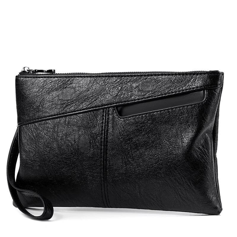 Clutch din piele pentru bărbați, călătorii de afaceri – Capacitate mare, Piele naturală, Impermeabil, Model monocrom (Stil: Călătorie în afaceri; Material: Piele naturală; Funcție: Impermeabil; Model: Monocrom)