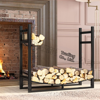 Ράγα για ξύλα, διόροφος, σφυρήλατος σίδηρος, απλός μοντέρνος σχεδιασμός, τοποθέτηση στο δάπεδο, αποσπώμενο, πολλαπλών χρήσεων
