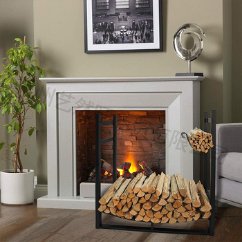 Ράγα για ξύλα, διόροφος, σφυρήλατος σίδηρος, απλός μοντέρνος σχεδιασμός, τοποθέτηση στο δάπεδο, αποσπώμενο, πολλαπλών χρήσεων