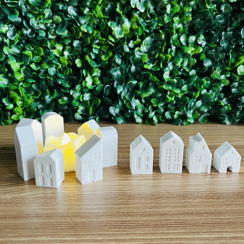 Silikoninė mini namo forma – netaisyklingos formos, skirta gipsiui ir dervai, stalo dekorui
