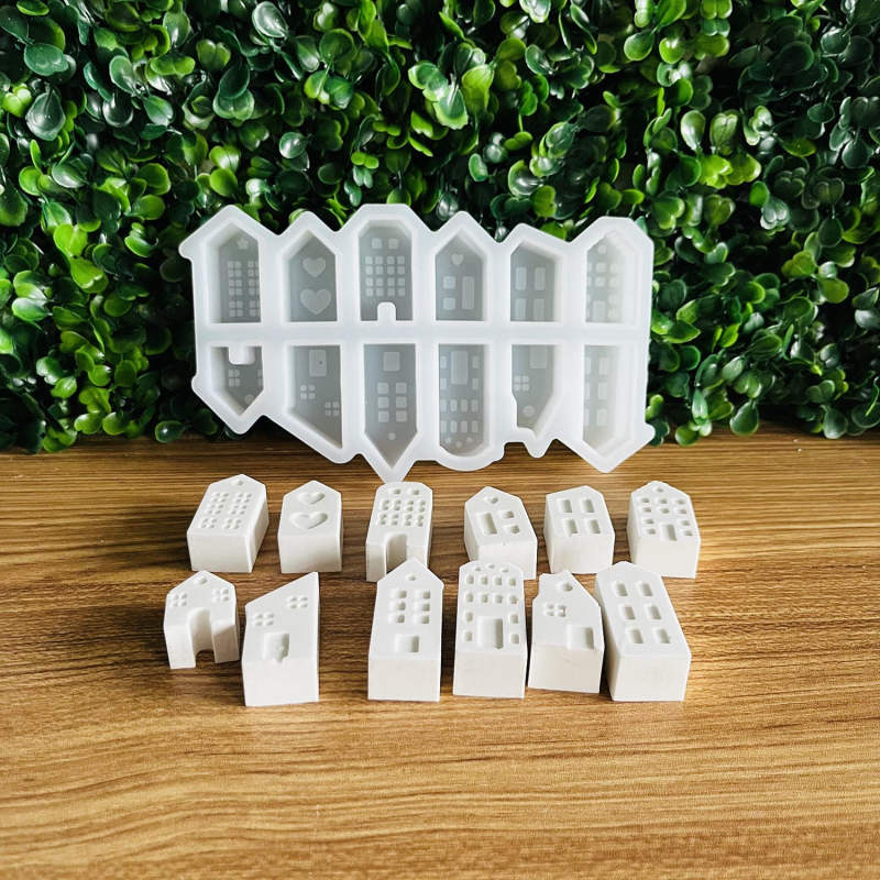 Silikoninė mini namo forma – netaisyklingos formos, skirta gipsiui ir dervai, stalo dekorui