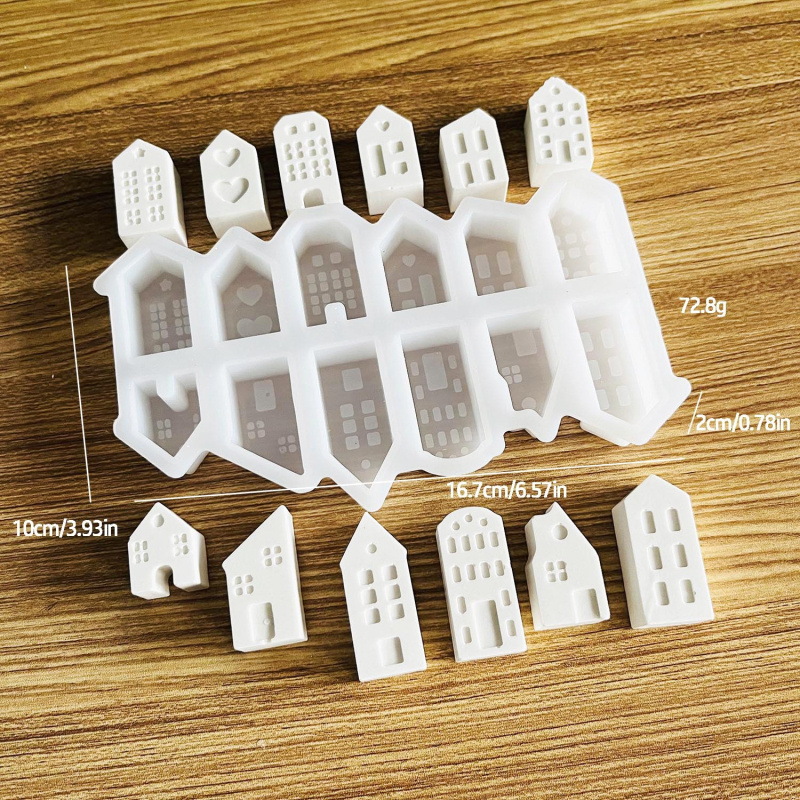 Silikoninė mini namo forma – netaisyklingos formos, skirta gipsiui ir dervai, stalo dekorui