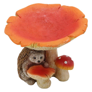 Смолена хранилка за птици с таралежова гъба, пасторален стил, гравирана изработка