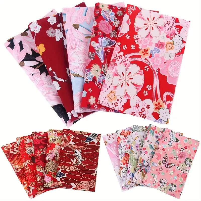 Японски стил тъкана плат за DIY кръпкова изработка — 30% полиестер, 70% памук; боядисано по прежда; за облекло и индустриална употреба; четири сезона