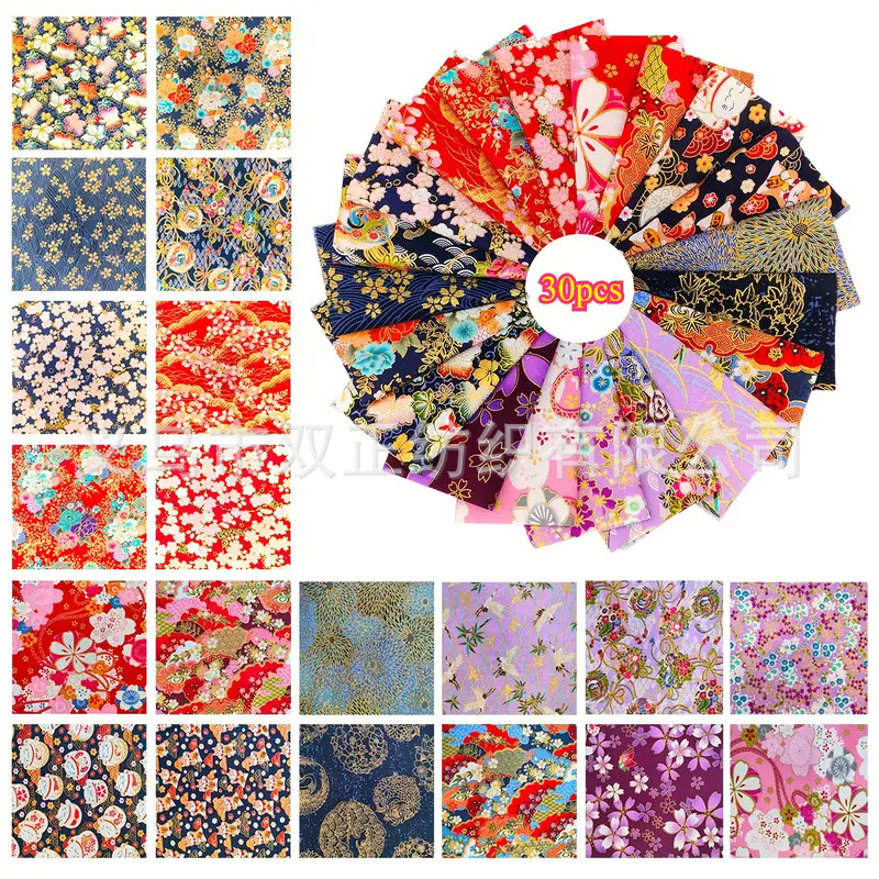 Японски стил тъкана плат за DIY кръпкова изработка — 30% полиестер, 70% памук; боядисано по прежда; за облекло и индустриална употреба; четири сезона