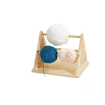 Ξύλινο ράφι για νήματα με κουτί εργαλείων για βελονάκι και βάση κινητού για επιτραπέζιο χώρο