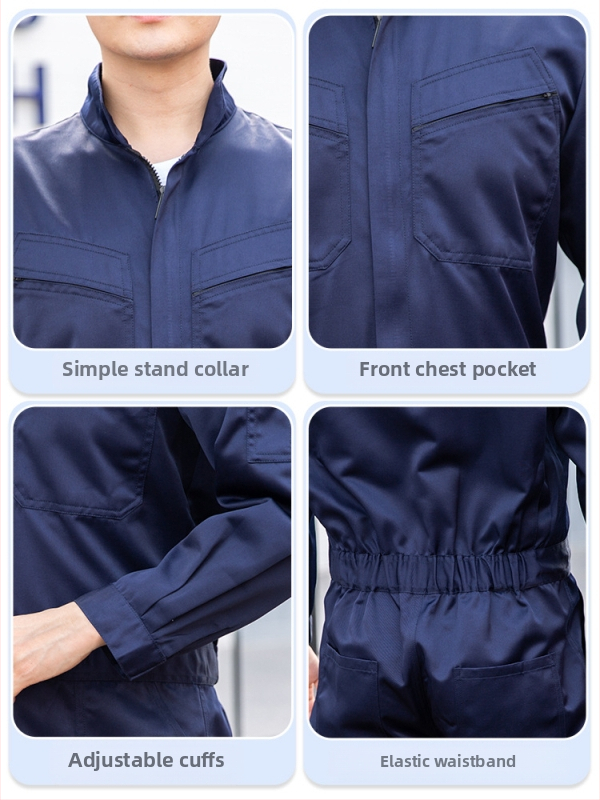 Мъжки едночастни работни гащеризони, 100% полиестер, влагоотводящи, за фабричен цех, пролет–есен