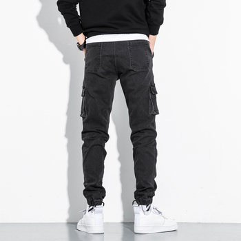 Ανδρικά βαμβακερά casual cropped παντελόνια με μεσαία μέση και κορδόνι δεσίματος