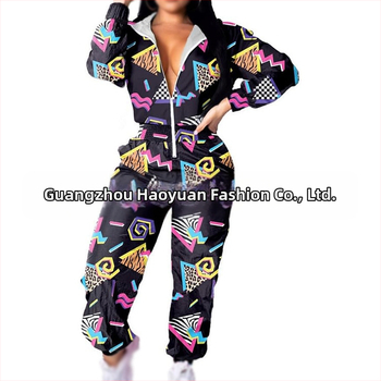 Sieviešu jumpsuit ar elastīgu jostu, garām piedurknēm, poliesteris, hipiju retro apdruka, pavasaris 2025