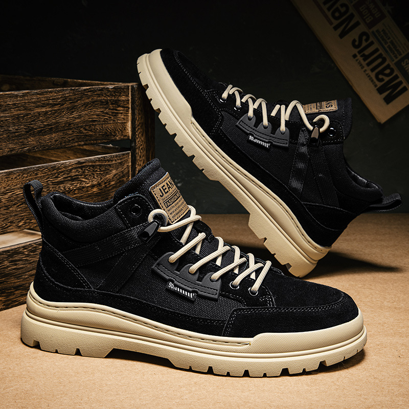 Vīriešu vidējā auguma kurpes ar bieza zole, mikrošķiedra, ziema, iekšējā gumijas zolīte