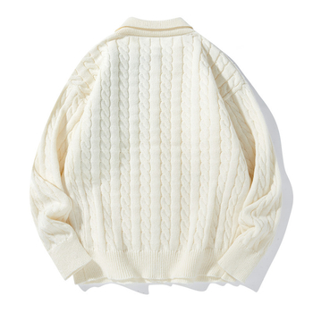 Мъжки кардиган с яка на риза, свободна кройка, дълги ръкави, 100% полиестер