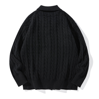 Мъжки кардиган с яка на риза, свободна кройка, дълги ръкави, 100% полиестер