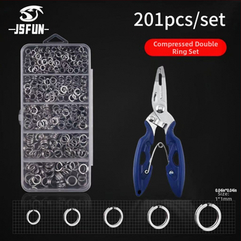 201 gabalu makšķerēšanas knaibles komplekts ar dubultā gredzena dizainu - ABS materiāls, makšķerēšanas piederumi