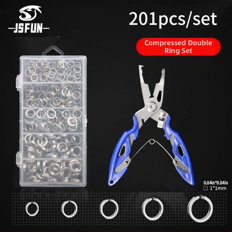 201 gabalu makšķerēšanas knaibles komplekts ar dubultā gredzena dizainu - ABS materiāls, makšķerēšanas piederumi