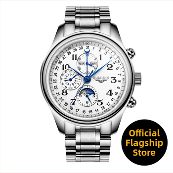 Guanqin E58 Meeste käekell – Täisautomaatsionaalne mehaaniline, Roostevabast terasest korpus ja rihm, Safiirist kristall, Kalendaar, Ümmargune näidik, veekindel, mudel GJ16011