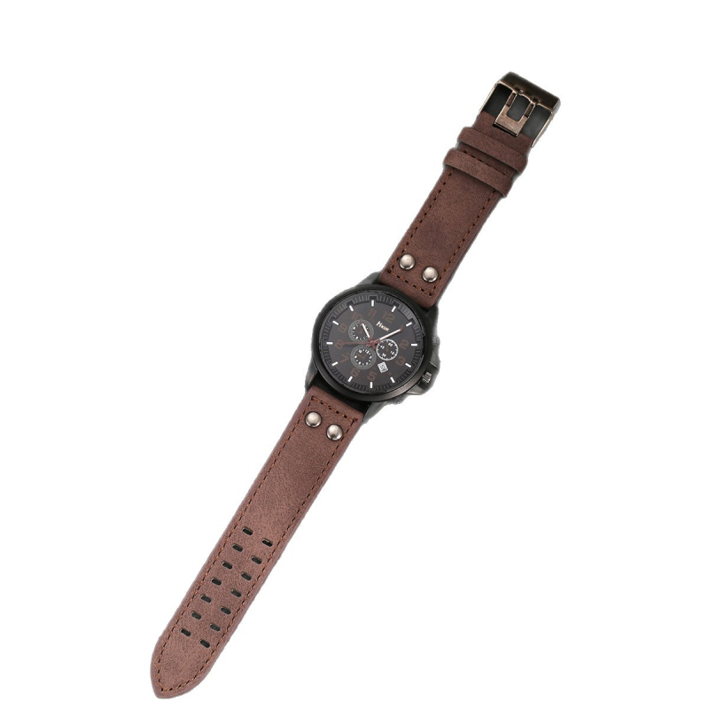 Kvartsikellade komplekt rahakoti ja päikeseprillidega, 42 mm dial, segukorpus, kunstnahast rihm, Zhongsheng liikumine