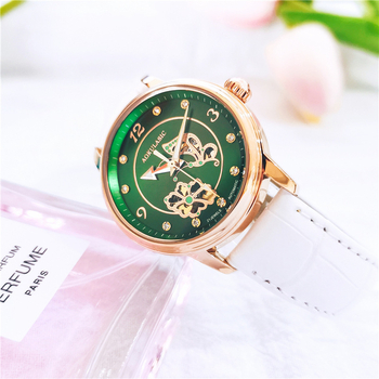 Γυναικείο ημι-αυτόματο μηχανικό ρολόι με σκελετό – καντράν 36 mm, αδιάβροχο μέχρι 30 m, δερμάτινο λουράκι