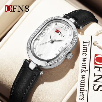 Γυναικείο ρολόι Quartz με οβάλ μαργαριταρέν διακοσμημένο καντ, 24ωρη ένδειξη, περίβλημα από κράμα ψευδάργύρου, αδιάβροχο 30M