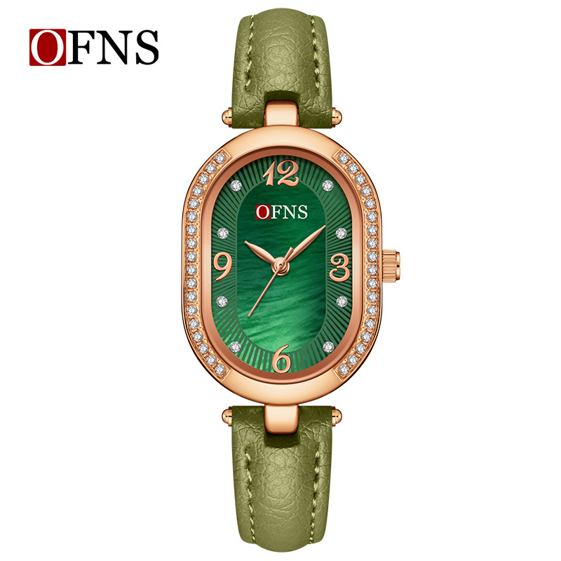 Naiste kvarts Käekell ovaalse pärlmutti dialiga, 24-tunniline indikaator, tsinksegal korpus, 30M veekindel