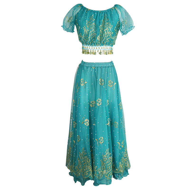 Huayu Σετ ενδυμάτων χορού της κοιλιάς για γυναίκες — 120D chiffon + floral gauze, ύφασμα νάιλον, Καλοκαίρι 2024 κυκλοφορία