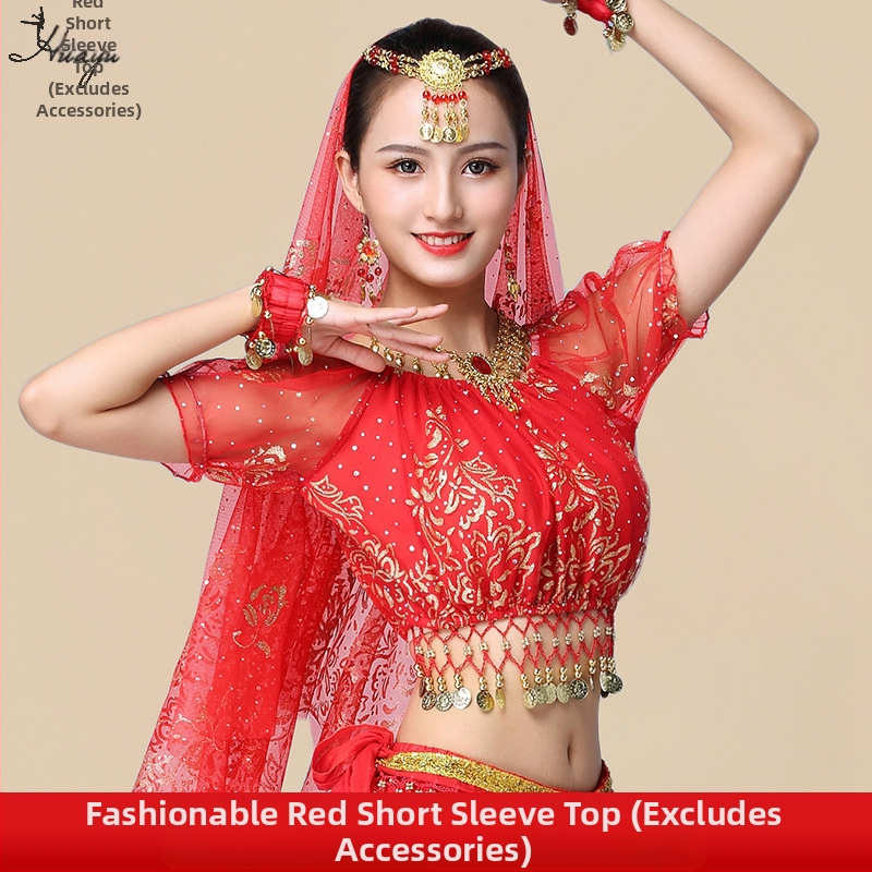 Huayu Σετ ενδυμάτων χορού της κοιλιάς για γυναίκες — 120D chiffon + floral gauze, ύφασμα νάιλον, Καλοκαίρι 2024 κυκλοφορία