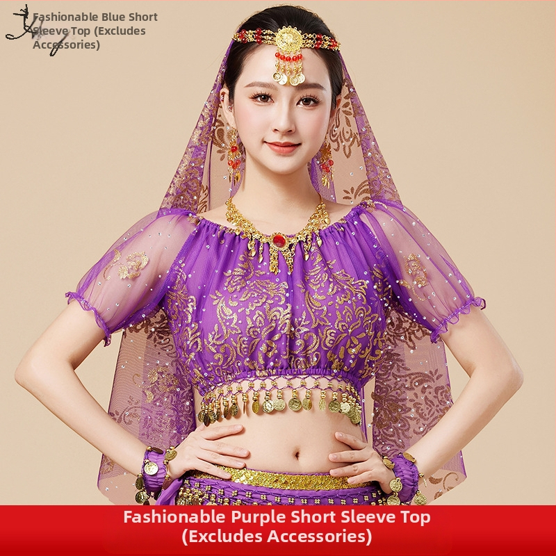 Huayu Σετ ενδυμάτων χορού της κοιλιάς για γυναίκες — 120D chiffon + floral gauze, ύφασμα νάιλον, Καλοκαίρι 2024 κυκλοφορία