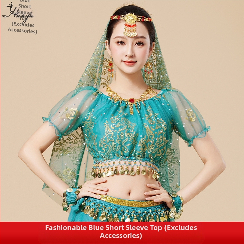 Huayu Σετ ενδυμάτων χορού της κοιλιάς για γυναίκες — 120D chiffon + floral gauze, ύφασμα νάιλον, Καλοκαίρι 2024 κυκλοφορία