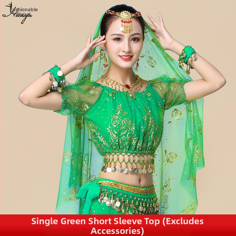 Huayu Σετ ενδυμάτων χορού της κοιλιάς για γυναίκες — 120D chiffon + floral gauze, ύφασμα νάιλον, Καλοκαίρι 2024 κυκλοφορία