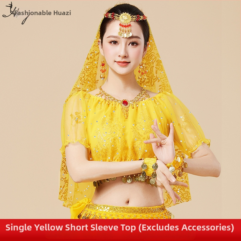 Huayu Σετ ενδυμάτων χορού της κοιλιάς για γυναίκες — 120D chiffon + floral gauze, ύφασμα νάιλον, Καλοκαίρι 2024 κυκλοφορία