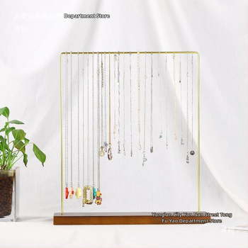 Μονόστρωτο ράφι επίδειξης κολιέ από ξύλο και μέταλλο – στυλ Art Wind, οικιακός οργανωτής κοσμημάτων