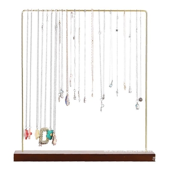 Μονόστρωτο ράφι επίδειξης κολιέ από ξύλο και μέταλλο – στυλ Art Wind, οικιακός οργανωτής κοσμημάτων