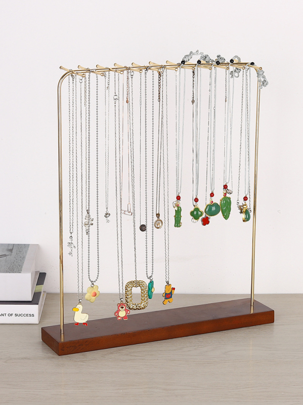 Μονόστρωτο ράφι επίδειξης κολιέ από ξύλο και μέταλλο – στυλ Art Wind, οικιακός οργανωτής κοσμημάτων