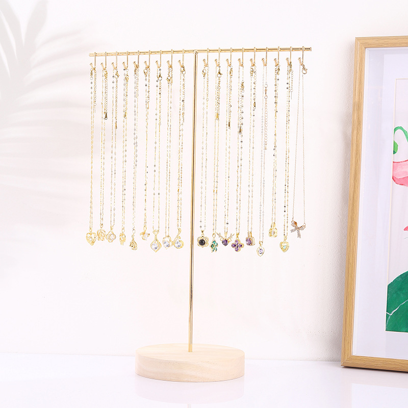 Μονόστρωτο ράφι επίδειξης κολιέ από ξύλο και μέταλλο – στυλ Art Wind, οικιακός οργανωτής κοσμημάτων