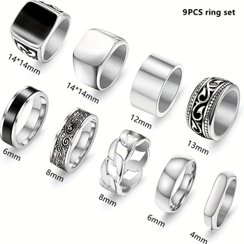 Δαχτυλίδι ζευγαριού από ανοξείδωτο ατσάλι 304, γεωμετρικός σχεδιασμός, γυαλιστερή επιφάνεια, unisex