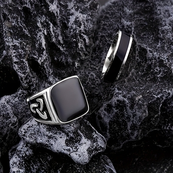 Δαχτυλίδι ζευγαριού από ανοξείδωτο ατσάλι 304, γεωμετρικός σχεδιασμός, γυαλιστερή επιφάνεια, unisex