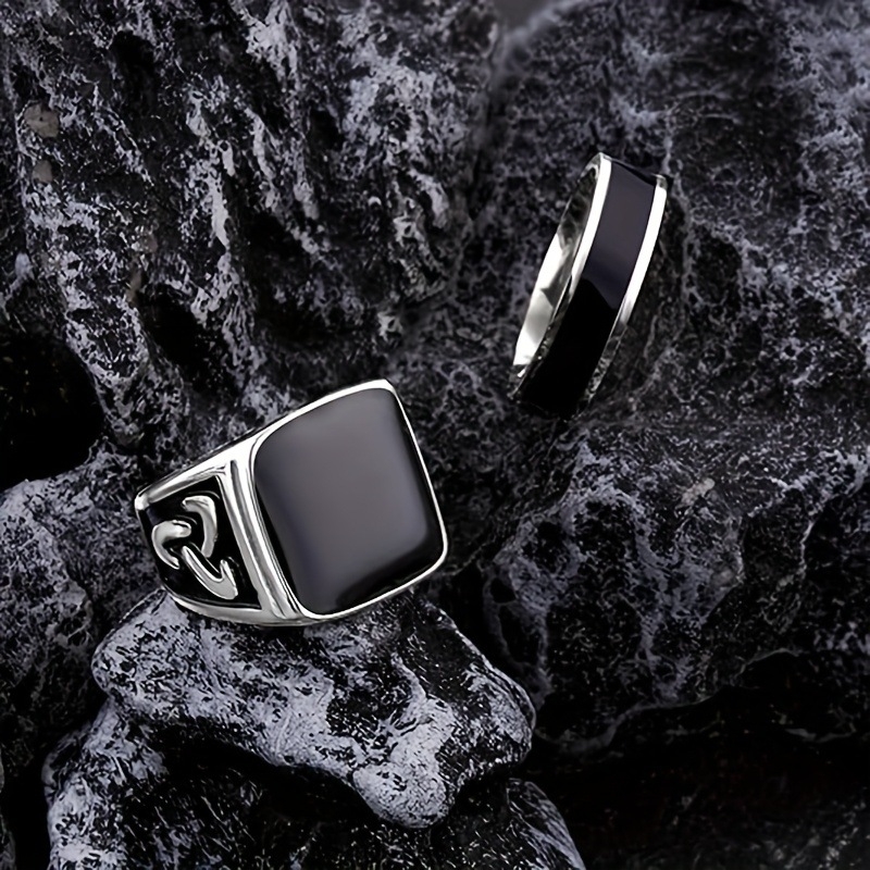 Δαχτυλίδι ζευγαριού από ανοξείδωτο ατσάλι 304, γεωμετρικός σχεδιασμός, γυαλιστερή επιφάνεια, unisex