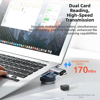 Pisen Αναγνώστης Καρτών USB-C/USB με Διπλή Διασύνδεση για SD και TF Κάρτες (USB 3.0)