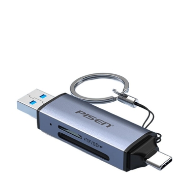 Pisen Αναγνώστης Καρτών USB-C/USB με Διπλή Διασύνδεση για SD και TF Κάρτες (USB 3.0)
