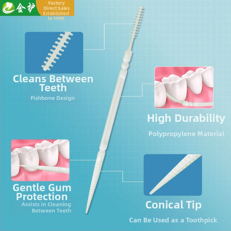 Двуглавни пластмасови зъбни клечки с форма на рибена кост, еднократни, хранителен PP, 200–300 бр., 96 бутилки в опаковка, Toothguard/Gold Guard