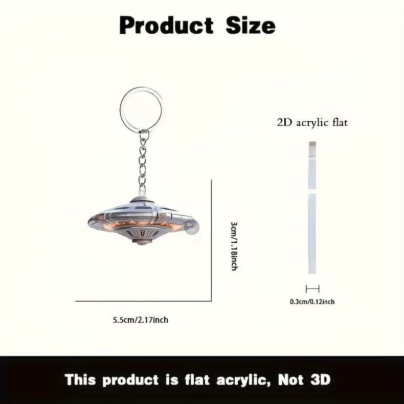 Breloc chei – acrilic 2D, navă spațială extraterestră, set de 10 bucăți, model xl41, stil minimalist modern
