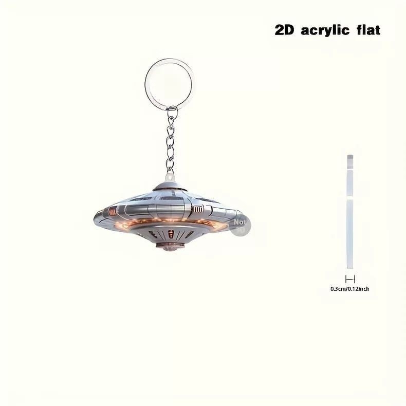 Breloc chei – acrilic 2D, navă spațială extraterestră, set de 10 bucăți, model xl41, stil minimalist modern