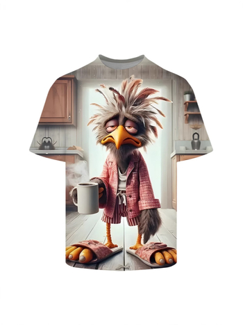 Ανδρικό κοντομάνικο T‑shirt σε στυλ street hip-hop, 3D εκτύπωση καρτούν, στρογγυλός λαιμός, κοντά μανίκια, διαπνέον πολυεστέρας