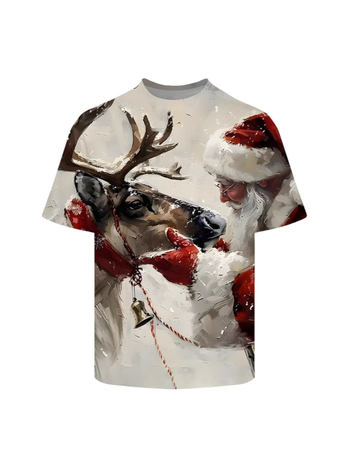 Ανδρικό κοντομάνικο T‑shirt σε στυλ street hip-hop, 3D εκτύπωση καρτούν, στρογγυλός λαιμός, κοντά μανίκια, διαπνέον πολυεστέρας