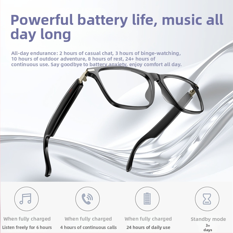 Умни очила с AI превод в реално време, Bluetooth аудио-видео разговори, 6–8 часа работа на батерията, тегло 35 g, рамка TR90